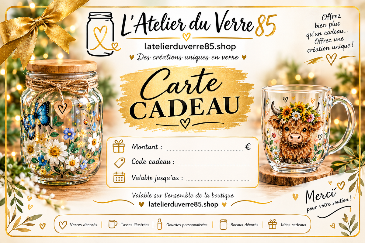 Carte cadeaux l'atelier du verre 85
